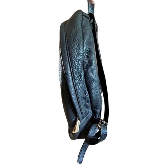 Michael Kors Black Pebbled Leather Backpack with Gold Logo Plate - Picture 6 of 10